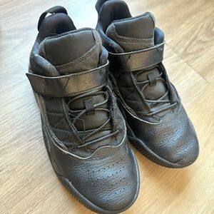 Jordan Black Sneakers with Velcro Strap and Low-Top Design